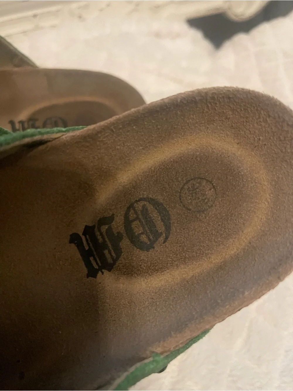 Octavious Marks “Don’t touch the moss Packed a punch” Green Slip-on Clogs